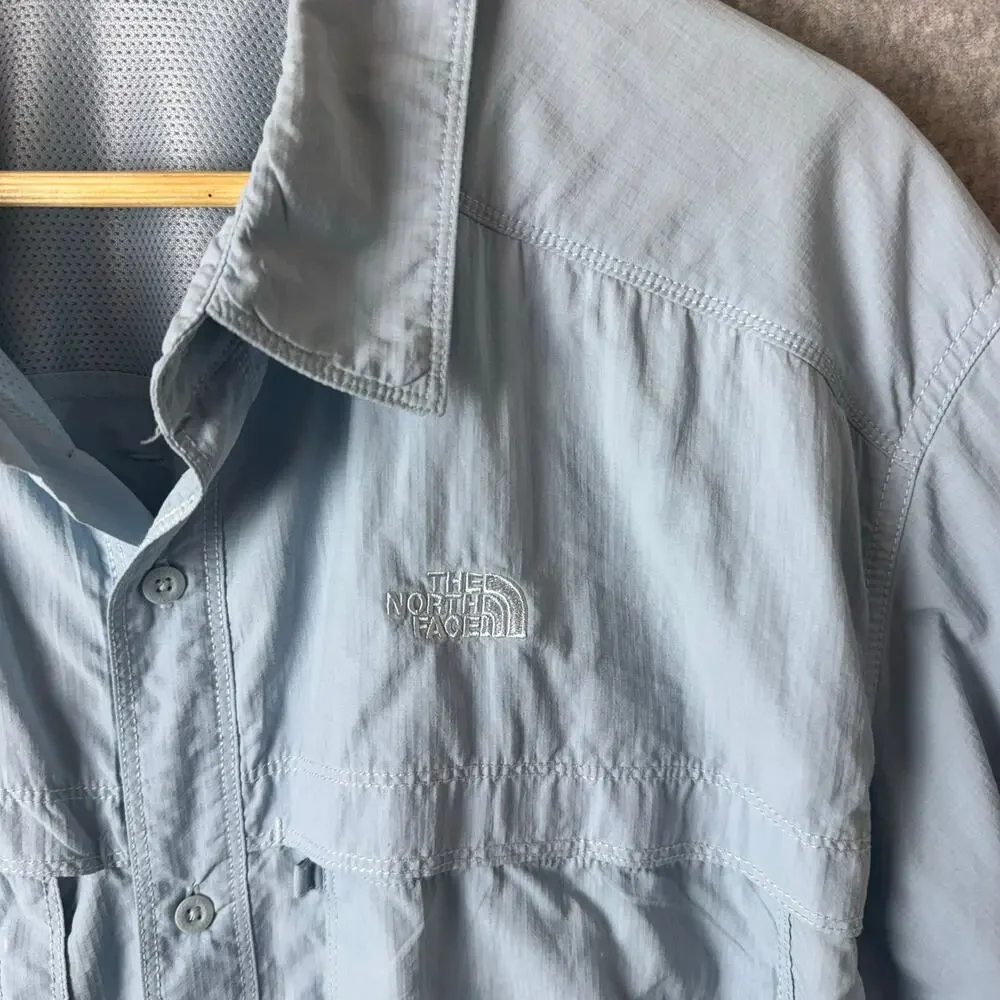 North Face Shirt Mens XXL Fishing Blue Rip Stop Short Sleeve Work Vented Camp